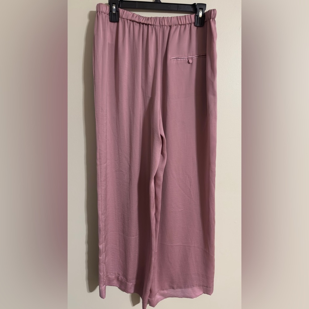 Vince Pink Satin Wide-Leg Pants - Picture 6 of 8